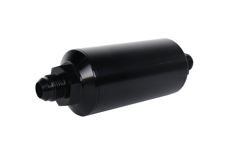 Aeromotive 12378 In-Line Filter - (AN -8 Male) 40 Micron Stainless Mesh Element Bright Dip Black Finish