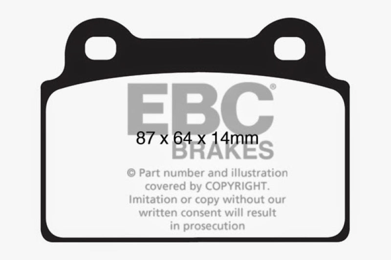 EBC DP41985R 08-16 Mitsubishi Lancer Evo 10 2.0 Turbo (1 piece rotor) Yellowstuff Rear Brake Pads