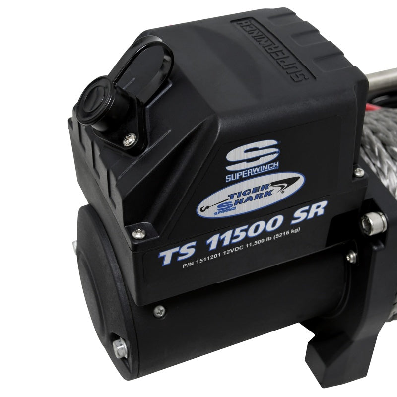 Superwinch 1511201 11500 LBS 12V DC 3/8in x 80ft Synthetic Rope Tiger Shark 11500 Winch
