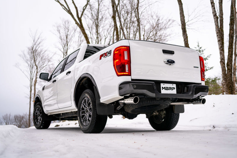 MBRP S5223BLK 19-20 Ford Ranger 2.3L 3in Dual Split Rear Outlet 4in OD Tips Black Coated Cat Back Exhaust