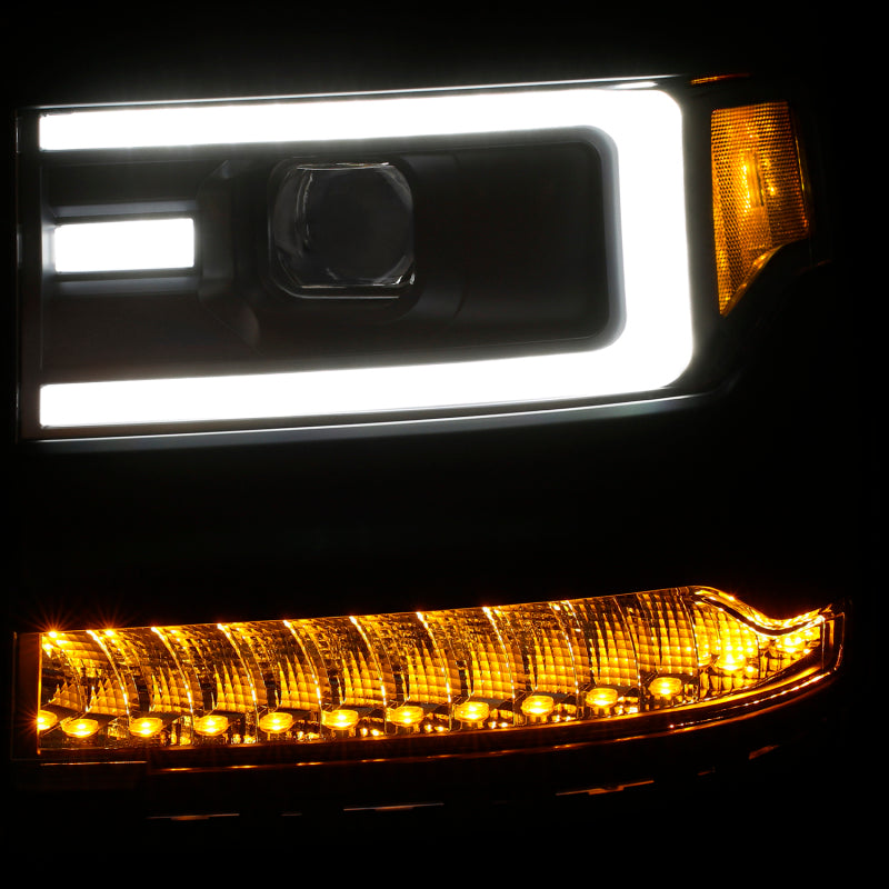 ANZO 111373 16-17 Chevy Silverado 1500 Prjctr. Headlight Plank Styl. w/Amber (Only Work w/HID Equip. Truck)