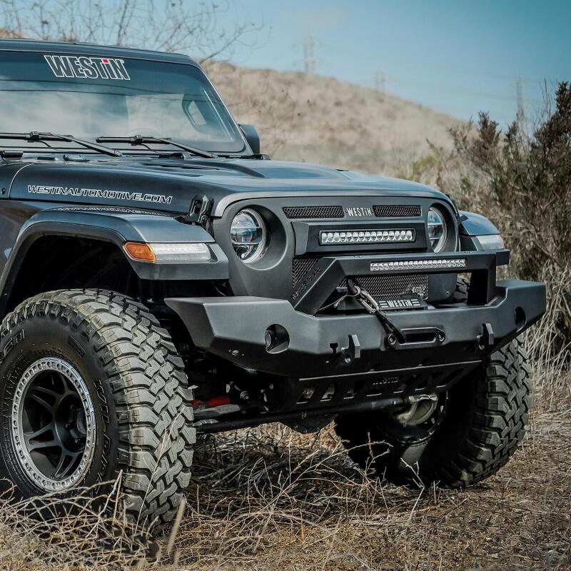 Westin 59-80125 18-20 Jeep Wrangler WJ2 Full Width Front Bumper w/LED Light Bar Mount Textured Black