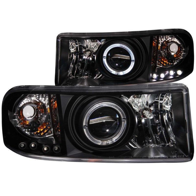 ANZO 111196 1994-2001 Dodge RAM Projector Headlights w/ Halo Black