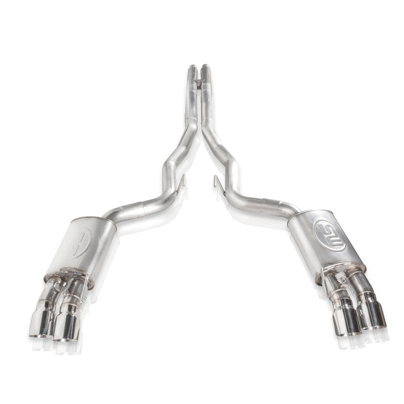 Stainless Works M18CBHFCV 2018+ Ford Mustang GT 3in Redline Series Catback H-Pipe w/Active Valves & Quad Tips