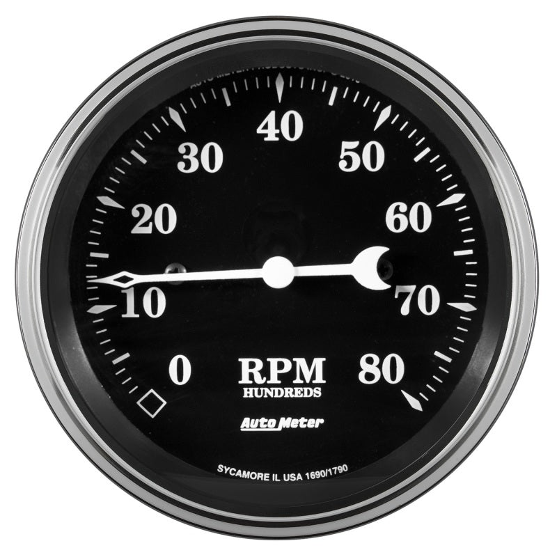AutoMeter 1790 Auto Meter Gauge Tachometer 3 3/8in 8k RPM In-Dash Old Tyme Black