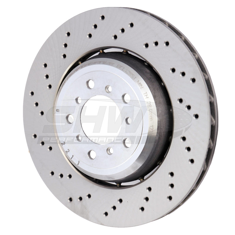 SHW Performance BFL42851 SHW 08-13 BMW M3 4.0L Left Front Cross-Drilled Lightweight Brake Rotor (34112283801)