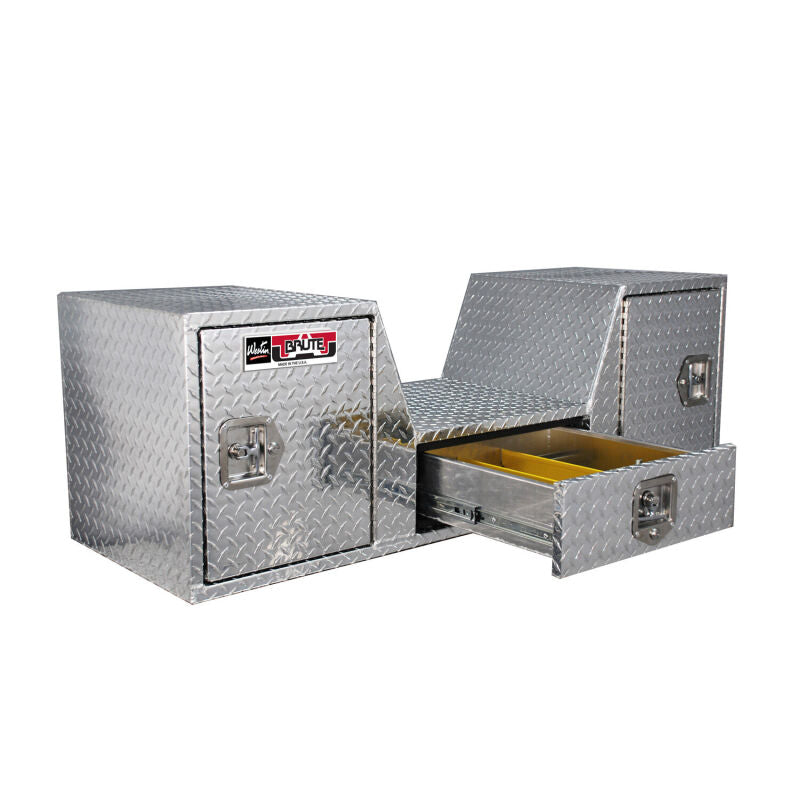 Westin 80-RB257D /Brute V Shape Goose Neck 5th Wheel 57in Tailgate Box 1 Drawer/2 Swing Doors - Aluminum