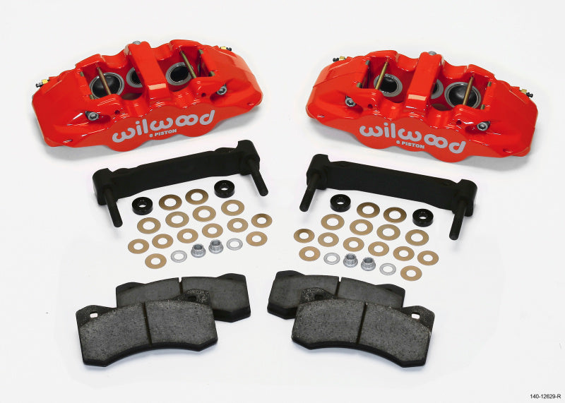 Wilwood 140-12629-R AERO6 Front Caliper & Bracket Kit - Red 97-13 C5/C6 Corvette w/ OEM HD/Z51 Rotors