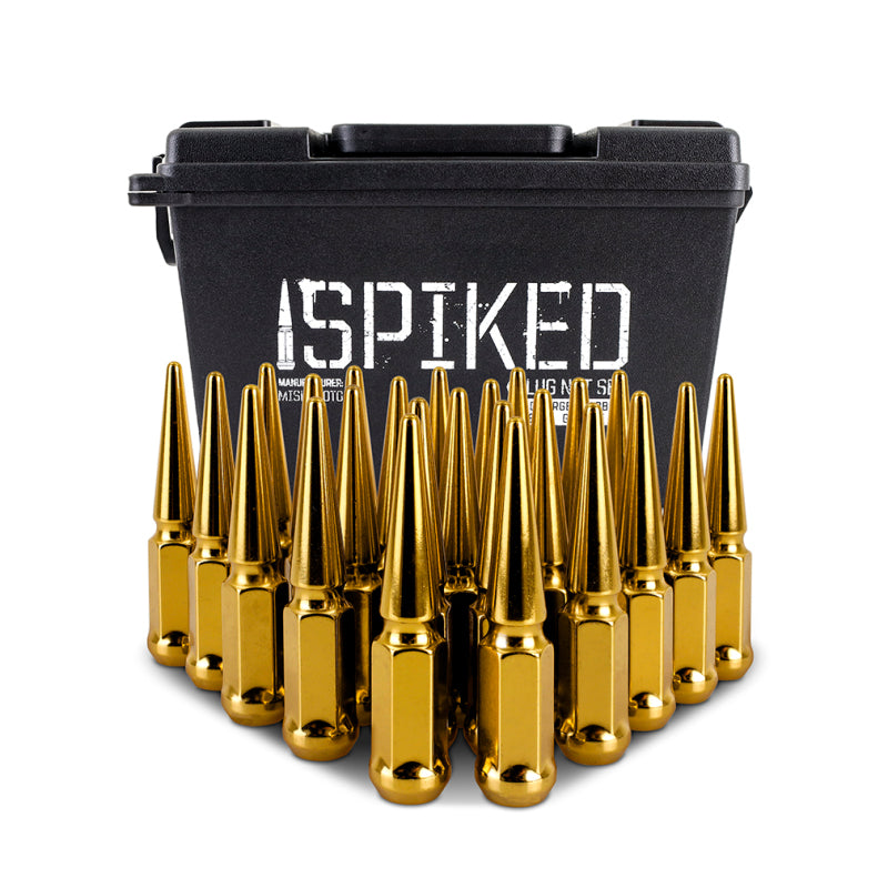 Mishimoto MMLG-SP1215-24GD Steel Spiked Lug Nuts M12 x 1.5 24pc Set Gold