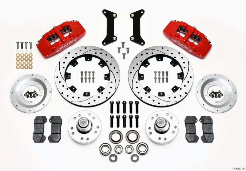 Wilwood 140-12837-DR Dynapro 6 Front Hub Kit 12.19in Drilled Red 79-87 GM G Body
