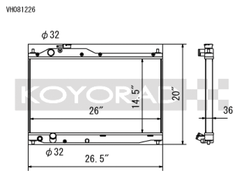 Koyo VH081226 00-09 Honda S2000 2.0/2.2L (MT) Radiator