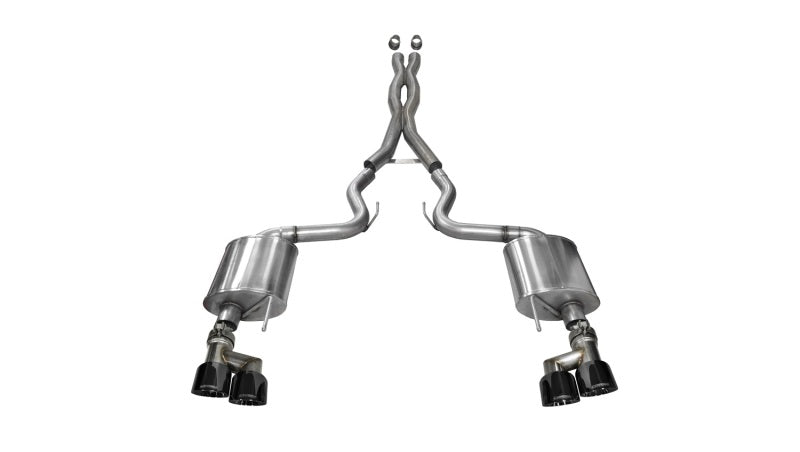 CORSA Performance 14337BLK Corsa 2015-2017 Ford Mustang GT 5.0 3in Cat Back Exhaust Black Quad Tips (Sport)