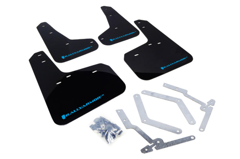 Rally Armor MF27-UR-BLK/NB 12-19 Ford Focus ST / 16-19 RS Black UR Mud Flap w/Nitrous Blue Logo