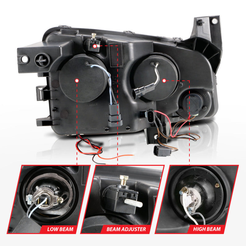 ANZO 121218 2006-2010 Dodge Charger Projector Headlights w/ Halo Chrome (CCFL)