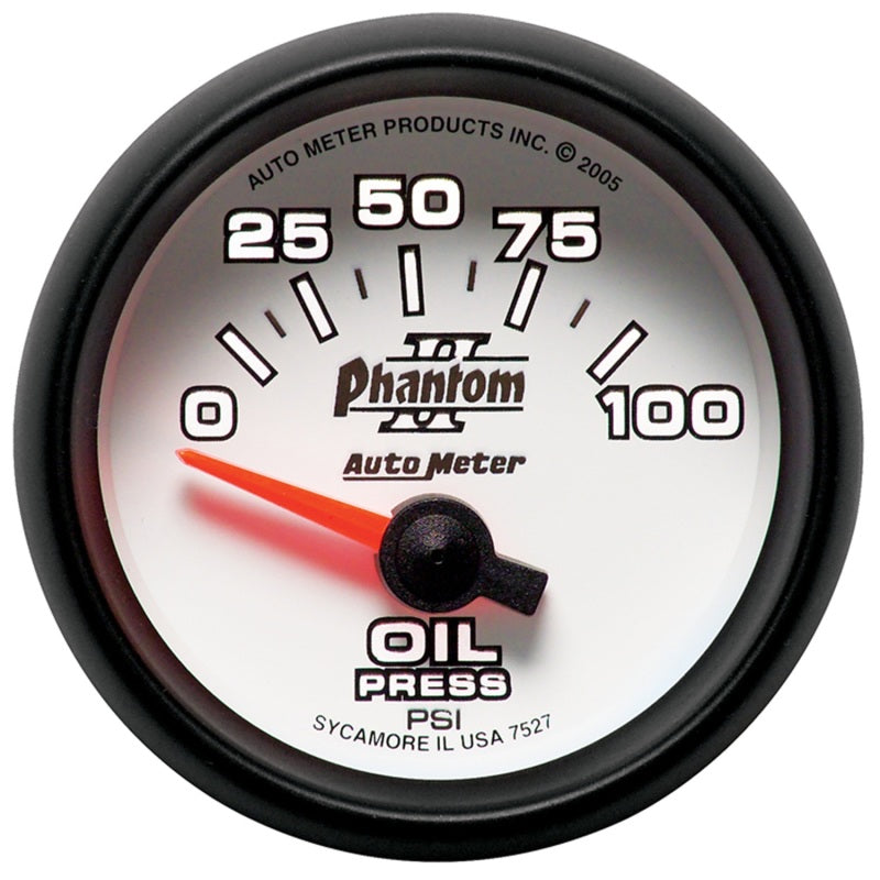 AutoMeter 7527 Autometer Phantom II 52mm Short Sweep Electronic 0-100psi Oil Pressure Gauge