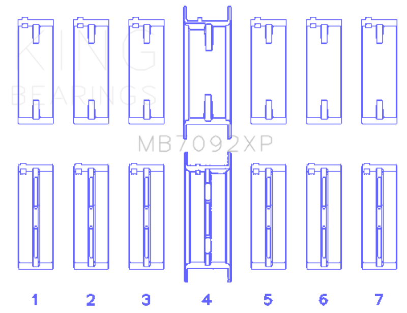 King Engine Bearings MB7092XP0.25 King Nissan RB26DETT Performance Main Bearing Set - Size +0.25mm