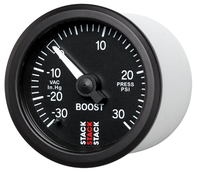 AutoMeter ST3112 Autometer 52mm Stack Instruments -30INHG to +30PSI Mechanical Boost Gauge - Black