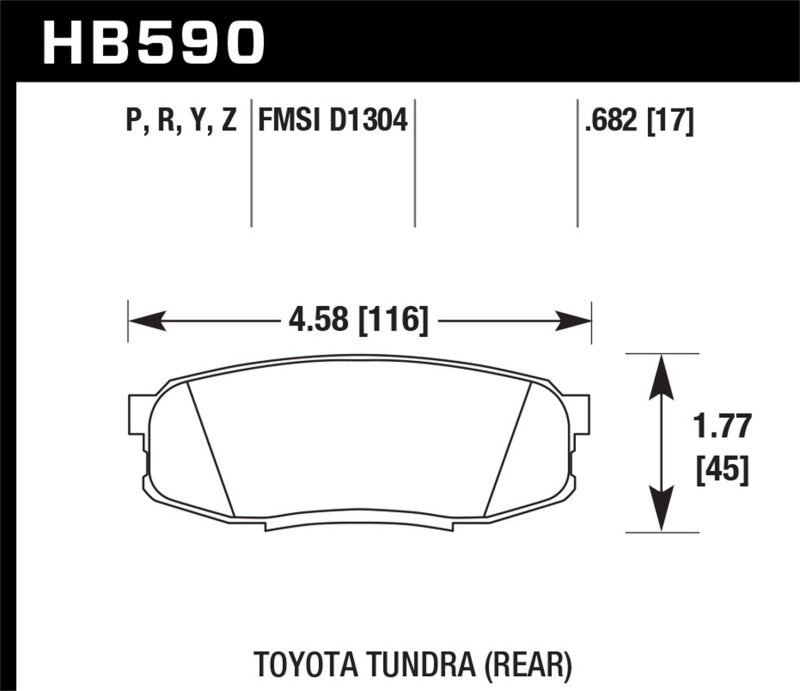 Hawk Performance HB590Z.682 08-14 Toyota Land Cruiser Ceramic Street Rear Brake Pads
