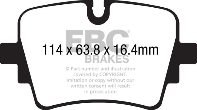EBC DP42192R 14+ Jaguar F-Type (Cast Iron Rotors Only) 5.0 Supercharged (490) Yellowstuff Rear Brake Pads