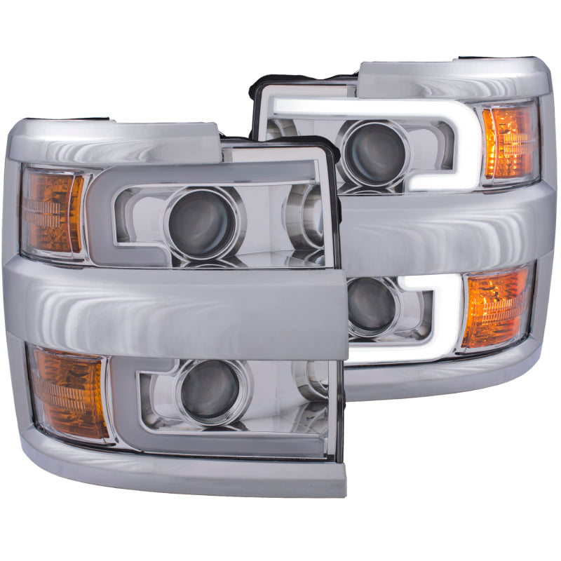 ANZO 111366 Projector Headlights 15-17 Chevrolet Silverado 2500HD / 3500HD Chrome w/ Chrome Rim