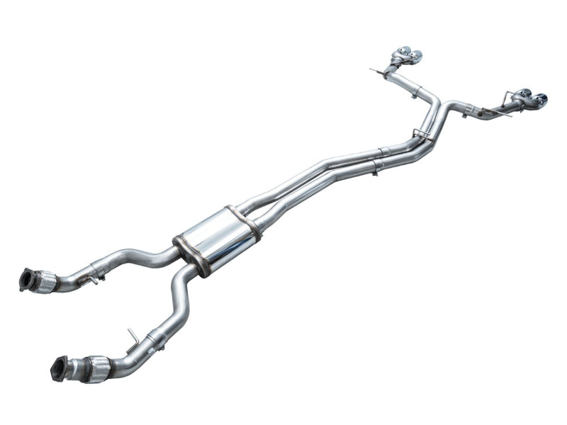 AWE Tuning 3020-42101 19-23 Audi C8 S6/S7 2.9T V6 AWD Track Edition Exhaust - Chrome Silver Tips