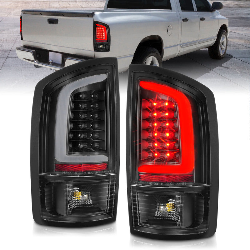 ANZO 311368 2002-2006 Dodge RAM 1500 LED Tail Lights w/ Light Bar Black Housing Clear Lens