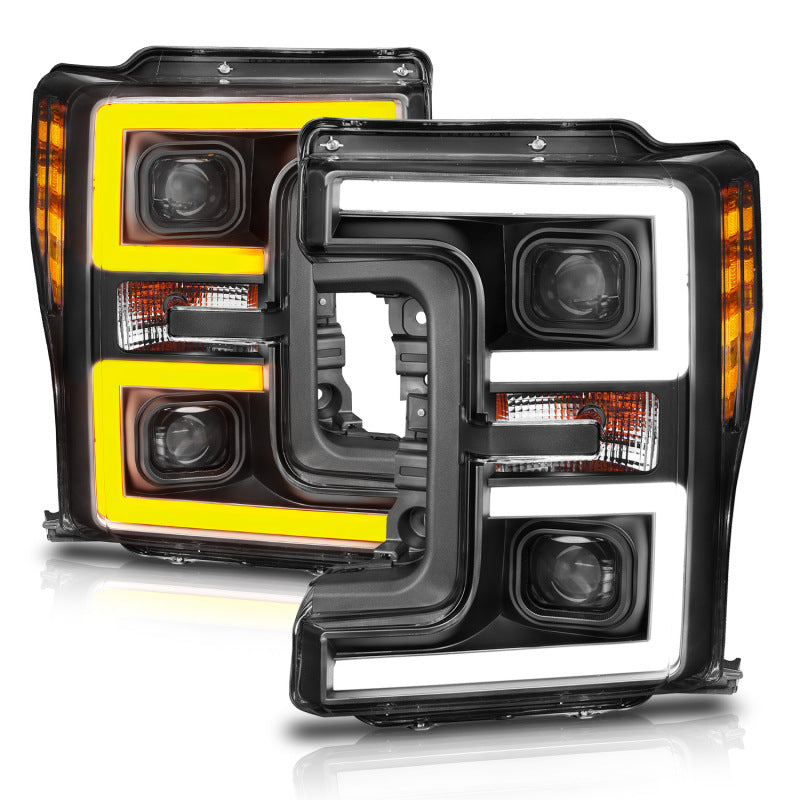 ANZO 111388 LED Headlights 17-18 Ford F-250 Super Duty Plank-Style L.E.D. Headlight Black (Pair)