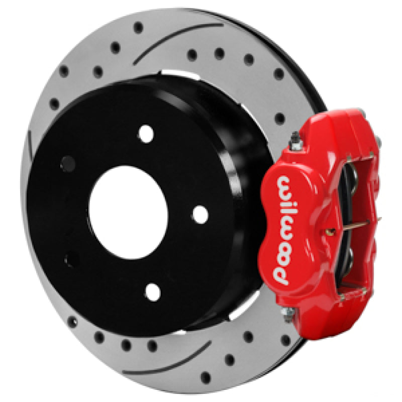 Wilwood 140-17541-DR 88-98 Chevy Silverado Forged Dynalite 12.19x0.81 Drill/Slot Rear Drum to Disc Conv. - Red