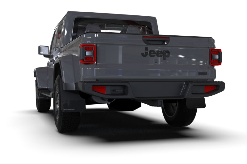 Rally Armor MF104-BLK-GRY 19-24 Jeep JT Gladiator (Mojave/Rubicon) Black Mud Flap w/Grey Logo