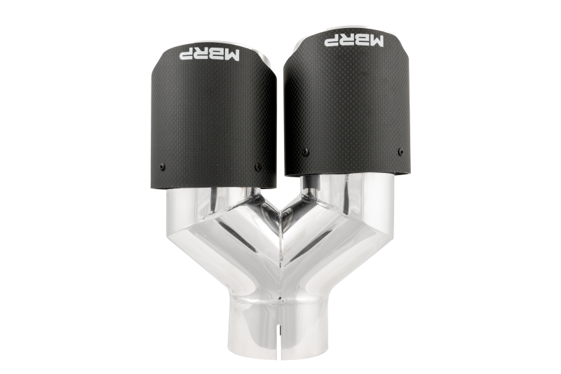 MBRP T5182CF 3in ID / Dual 4in OD Out Staggered L 9.87in / R 9.37in Dual Wall Carbon Fiber Univ Exhaust Tip