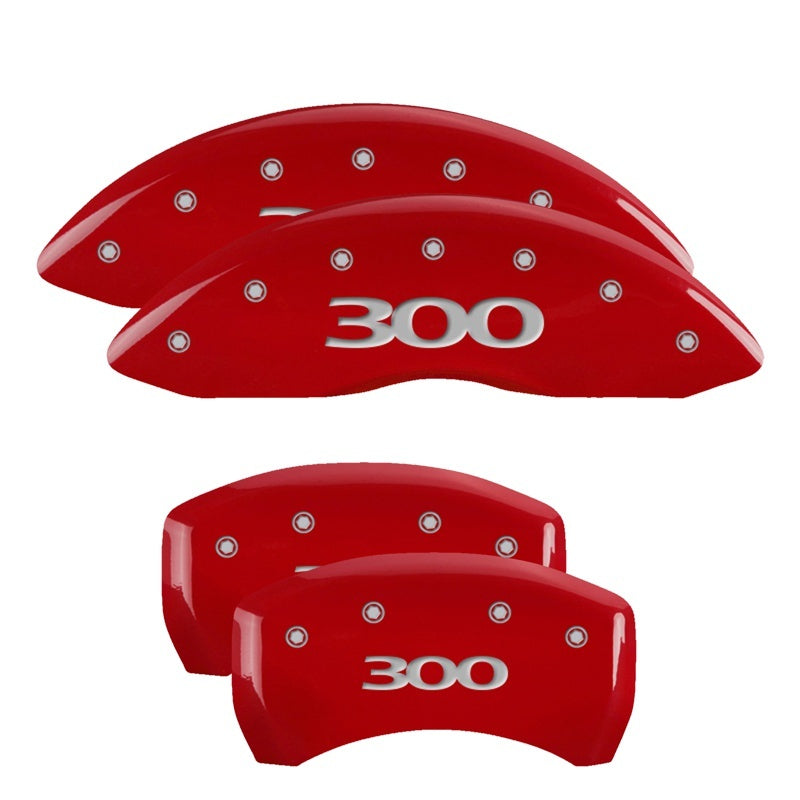 MGP 32004S300RD 4 Caliper Covers Engraved Front & Rear 300 Red finish silver ch