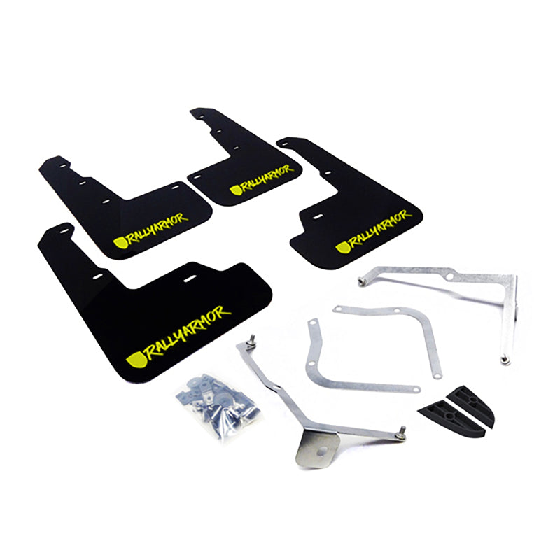 Rally Armor MF32-UR-BLK/CGN-X 15-21 Subaru WRX & STI Black Mud Flap Green Altered Font Logo