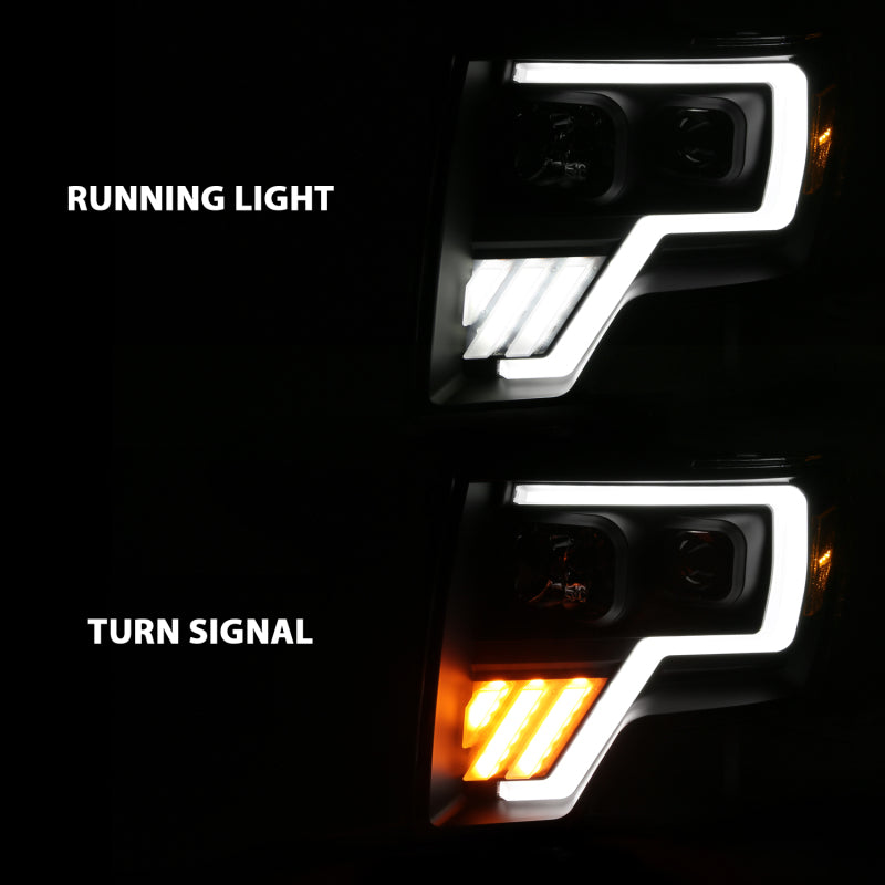 ANZO 111469 2009-2013 Ford F-150 Projector Light Bar G4 Switchback H.L.Black Amber