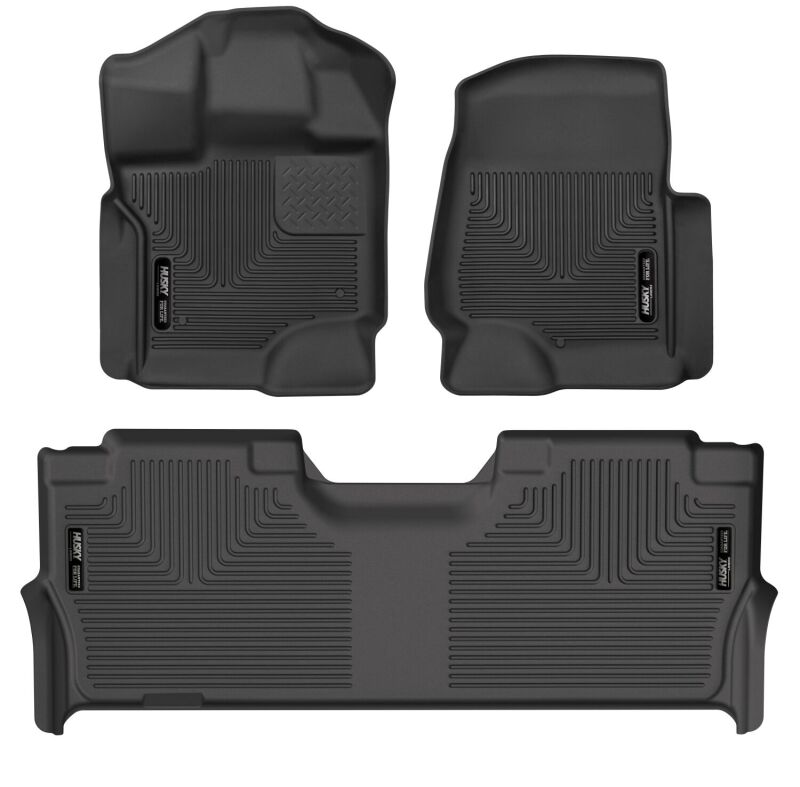 Husky Liners 53468 21-23 Ford F-150 CC SC X-Act Contour Front & Second Row Seat Floor Liners - Black