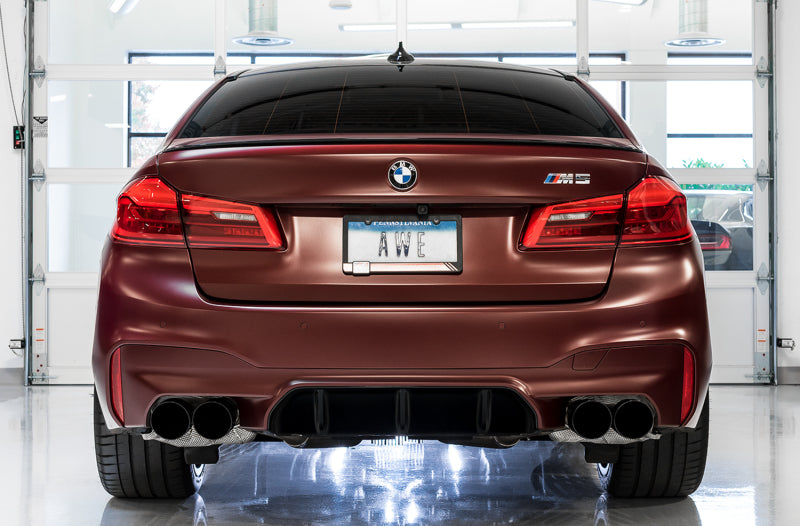 AWE Tuning 3020-43078 18-19 BMW M5 (F90) 4.4T AWD Cat-back Exhaust - Track Edition (Diamond Black Tips)
