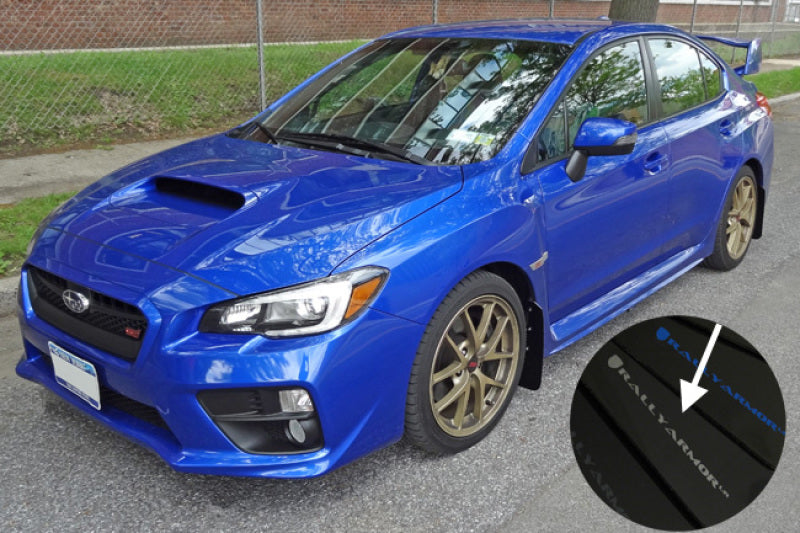 Rally Armor MF32-UR-BLK/SIL 15-21 Subaru WRX/STI (Sedan ONLY) Black UR Mud Flap w/ Silver Logo