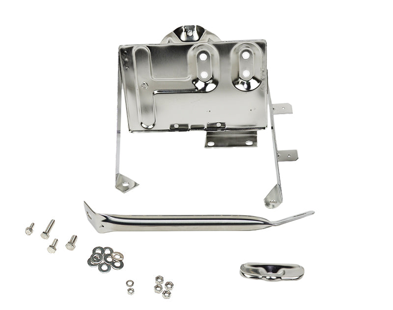 Kentrol 30498 76-86 Jeep CJ Battery Tray with support arm - Polished Silver