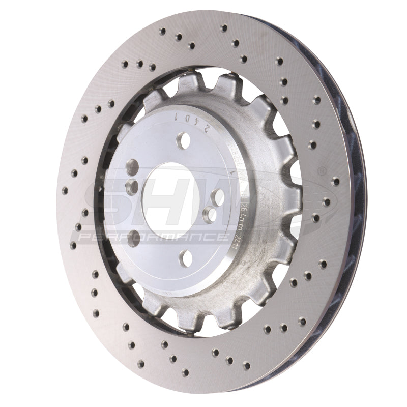 SHW Performance BRR48254 SHW 19-21 BMW M2 Competition 3.0L Right Rear Cross-Drilled Lightweight Brake Rotor (34118072020)