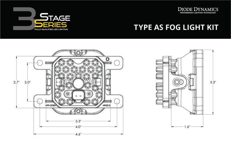 Diode Dynamics DD6347 SS3 Pro Type AS Kit - Yellow SAE Fog