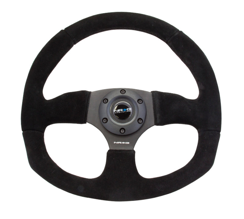 NRG RST-009S Reinforced Steering Wheel (320mm Horizontal / 330mm Vertical) Black Suede w/Black Stitching