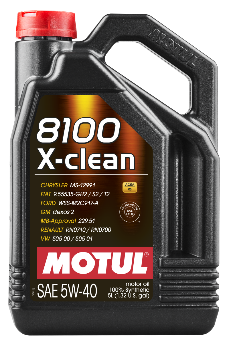 Motul 102051 5L Synthetic Engine Oil 8100 5W40 X-CLEAN C3 -505 01-502 00-505 00-LL04