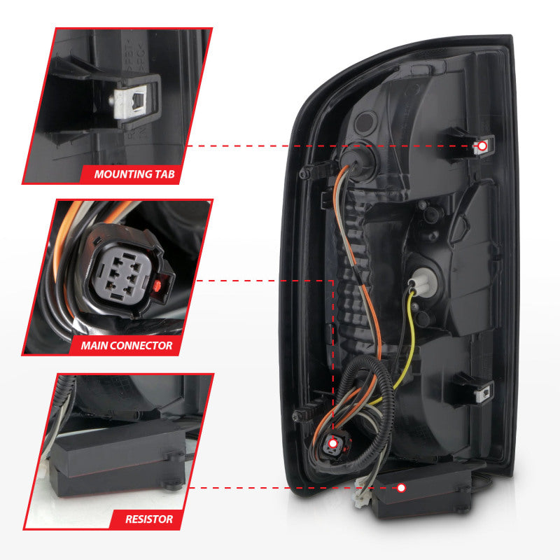 ANZO 311435 15-21 GMC Canyon Full LED Tail Lights w/ Red Lightbar Black Housing Smoke Lens