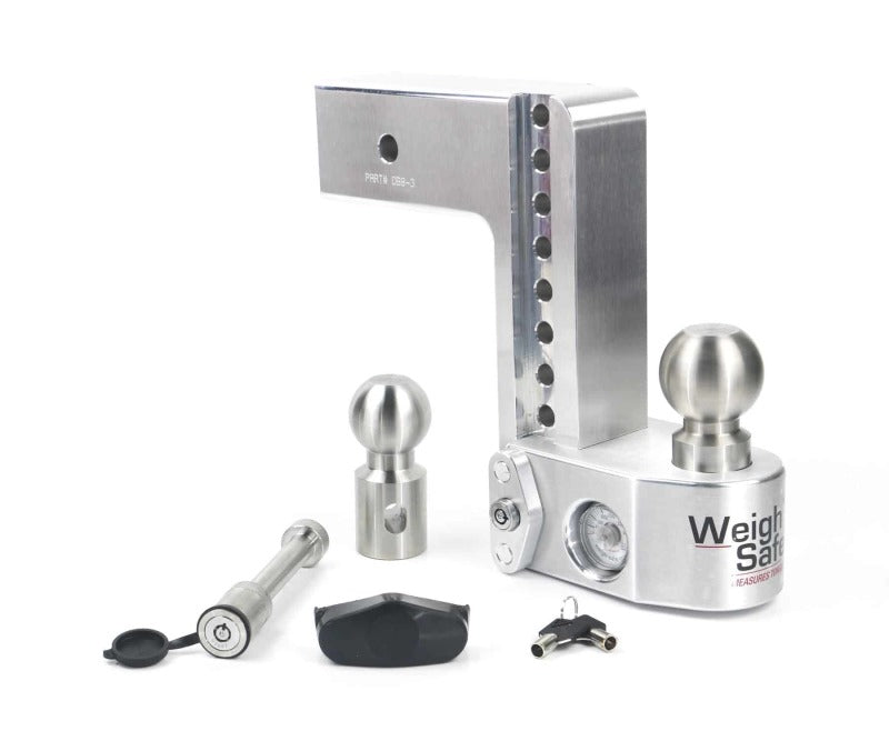 Weigh Safe WS8-3-KA 8in Drop Hitch w/Built-in Scale & 3in Shank (10K/21K GTWR) w/WS05 - Aluminum