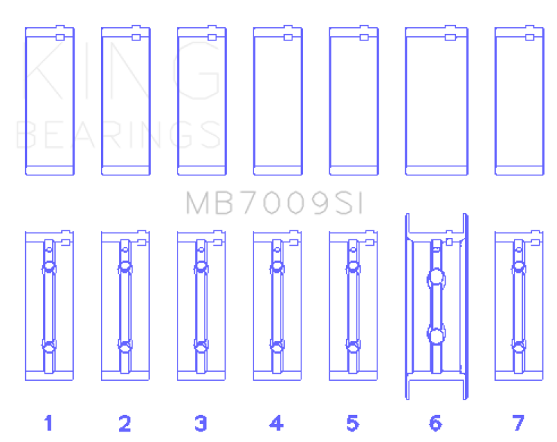 King Engine Bearings MB7009SI 89-15 Dodge Cummins Diesel 5.9L 6.7L Inline 6 Main Bearing Set - Size STD