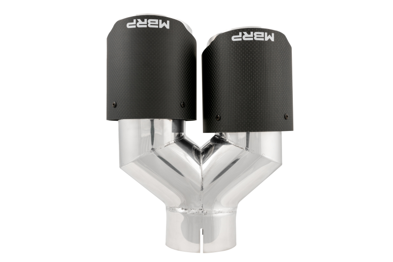 MBRP T5183CF 3in ID / Dual 4in OD Out Staggered L 9.37in / R 9.87in Dual Wall Carbon Fiber Univ Exhaust Tip