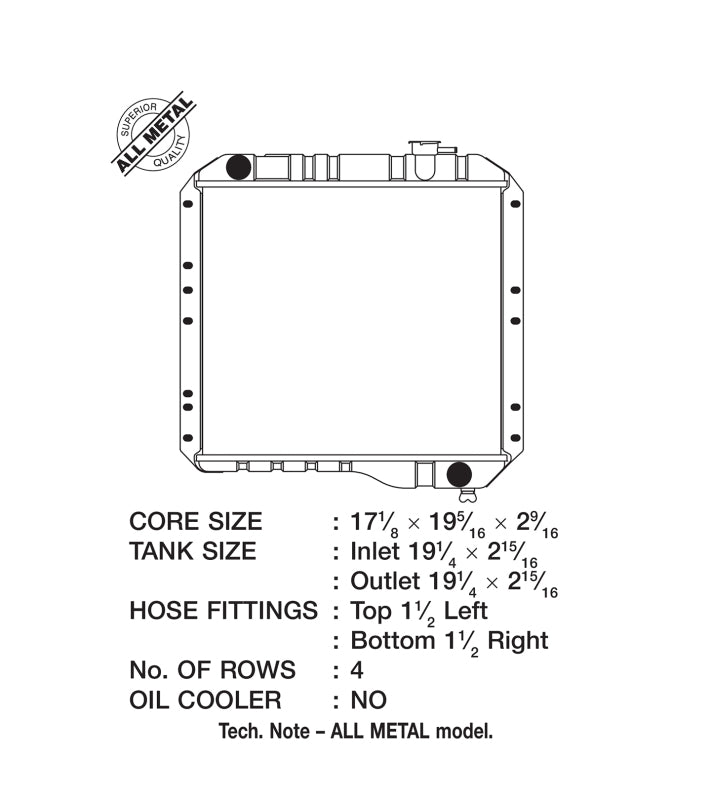 CSF 2888 70-80 Toyota Landcruiser 3.9L/4.2L Heavy Duty 4 Row All Metal Radiator