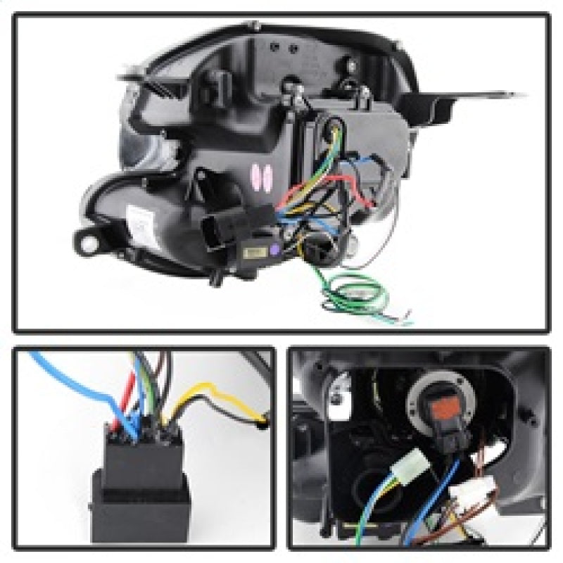 SPYDER 5080608 Spyder Mini Cooper 2007-2012 Projector Headlights Halogen Model Only - DRL Black PRO-YD-MC07-DRL-BK