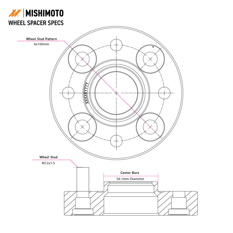 Mishimoto MMWS-008-450BK Wheel Spacers - 5x100 - 56.1 - 45 - M12 - Black