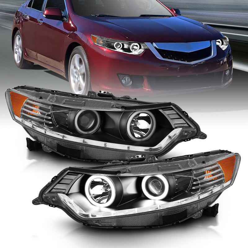 ANZO 121393 2009-2012 Acura TSX Projector Headlights w/ Halo Black (CCFL) (HID Compatible)