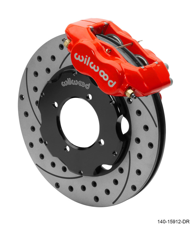 Wilwood 140-15912-DR Dynalite Front Big Brake Kit 11.00in SRP Drilled & Slotted Rotors - Red